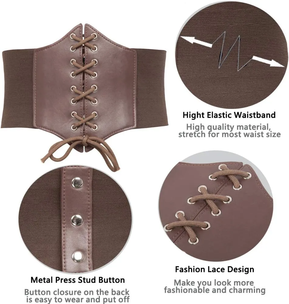 GRACE KARIN Lace-up Cinch Belt Tied Corset Elastic Waist Belt