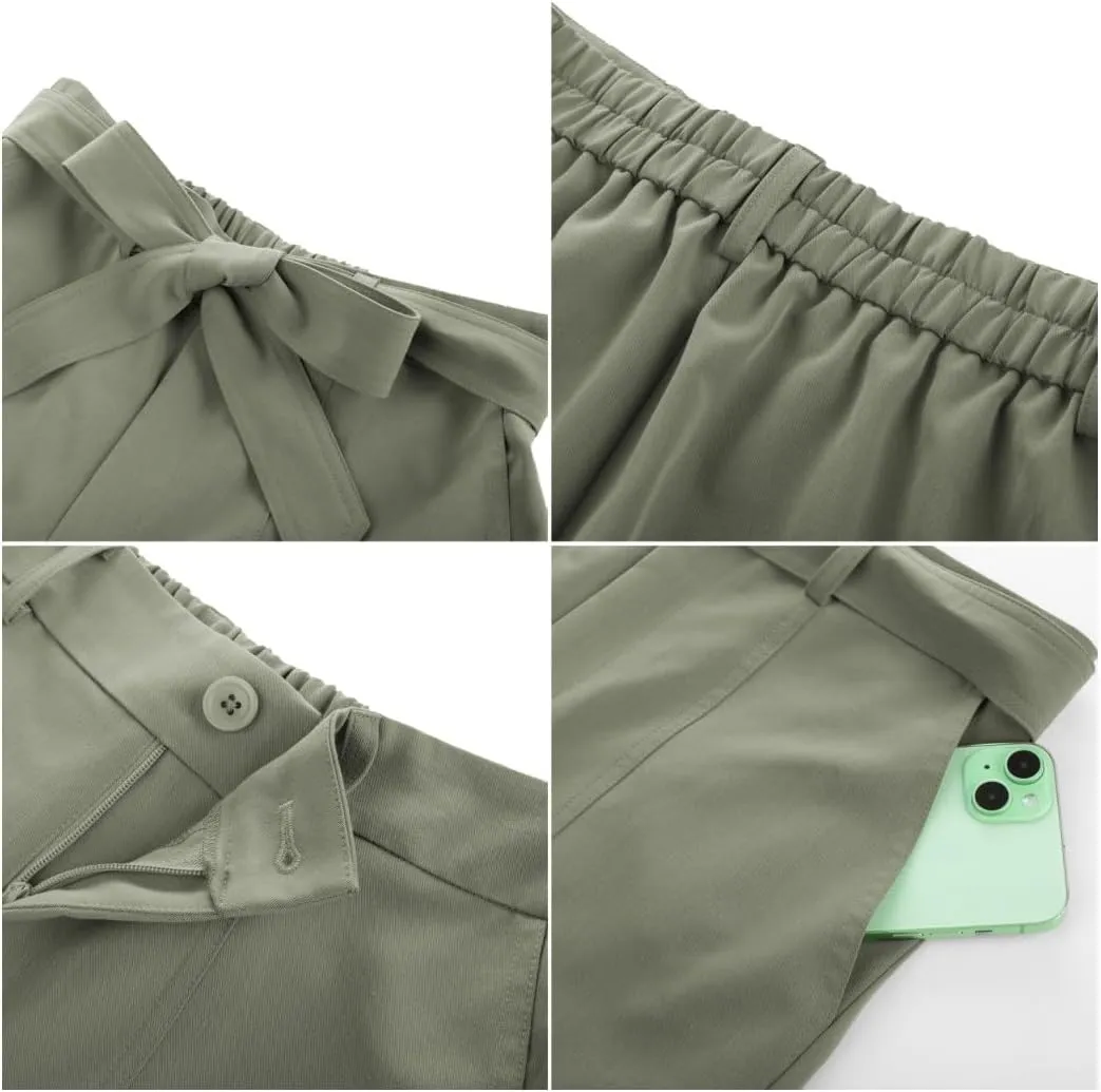 GRACE KARIN Women's Pants Business Straight Leg Cigarette Pants with Elastic Waist