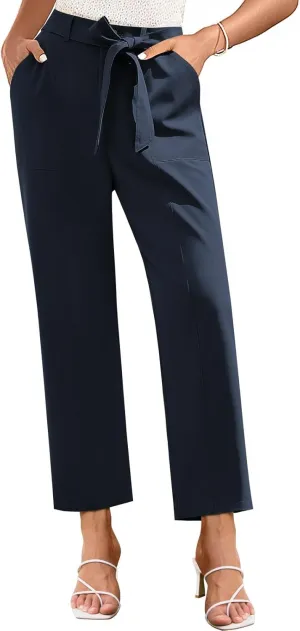 GRACE KARIN Women's Pants Business Straight Leg Cigarette Pants with Elastic Waist