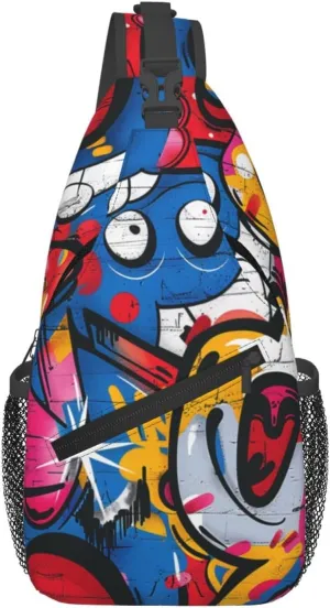 Graffiti Art Crossbody Sling Bag For Women Men Fashion Chest Bag Shoulder Bag Sling Backpack Travel Hiking Casual Sport Daypack