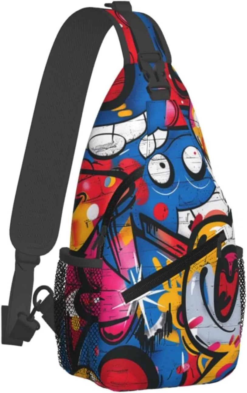 Graffiti Art Crossbody Sling Bag For Women Men Fashion Chest Bag Shoulder Bag Sling Backpack Travel Hiking Casual Sport Daypack