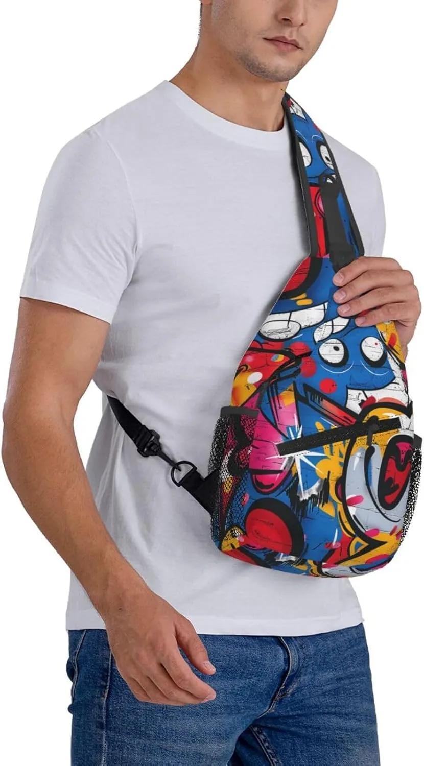 Graffiti Art Crossbody Sling Bag For Women Men Fashion Chest Bag Shoulder Bag Sling Backpack Travel Hiking Casual Sport Daypack
