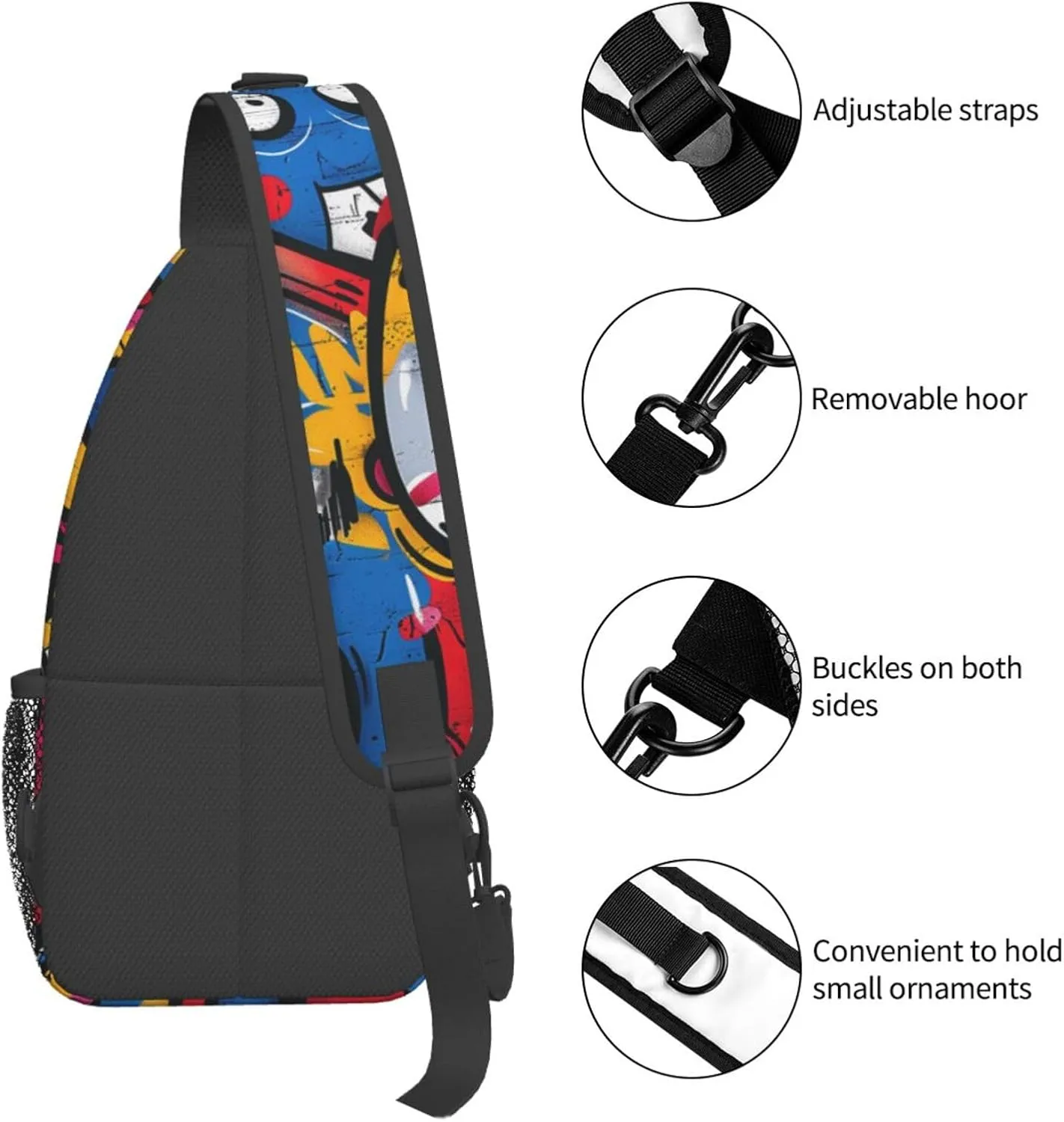 Graffiti Art Crossbody Sling Bag For Women Men Fashion Chest Bag Shoulder Bag Sling Backpack Travel Hiking Casual Sport Daypack