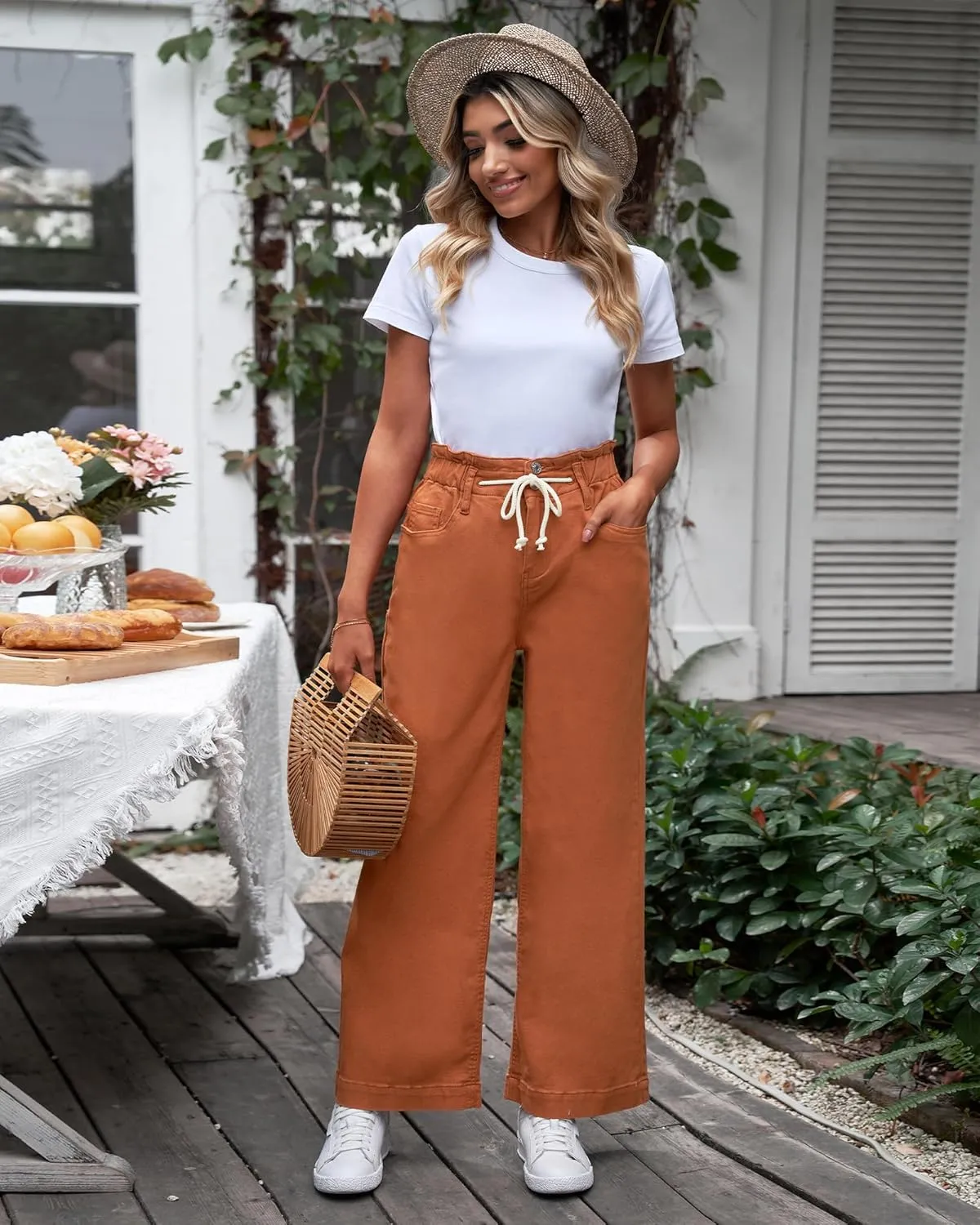 GRAPENT Wide Leg Jeans for Women Stretch High Wasited Elastic Waist Bell Bottom Baggy Y2K Pants