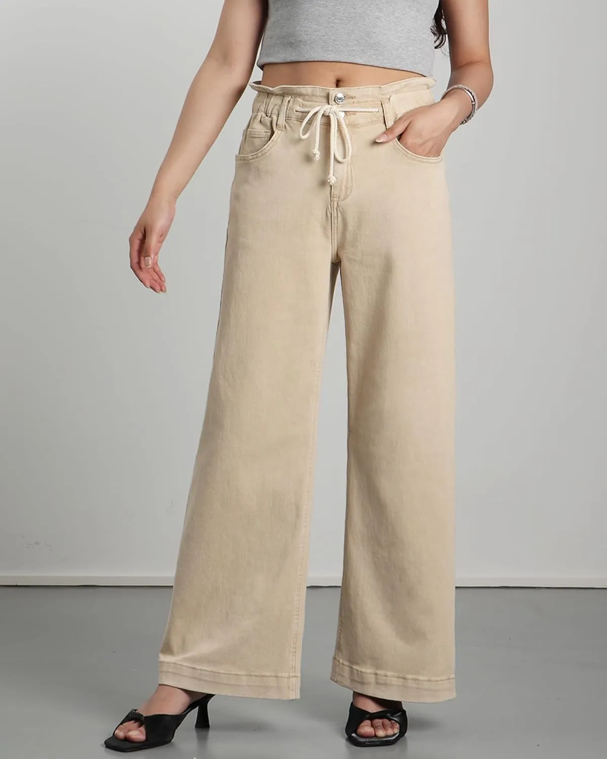 GRAPENT Wide Leg Jeans for Women Stretch High Wasited Elastic Waist Bell Bottom Baggy Y2K Pants