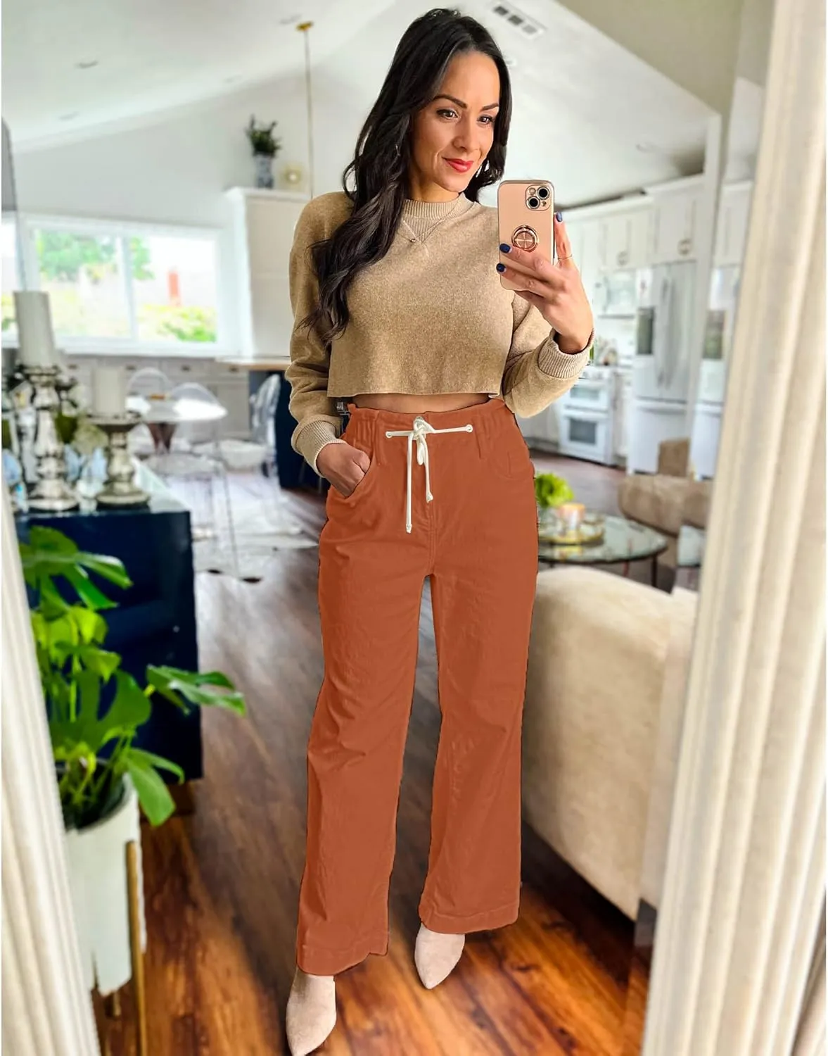 GRAPENT Wide Leg Jeans for Women Stretch High Wasited Elastic Waist Bell Bottom Baggy Y2K Pants