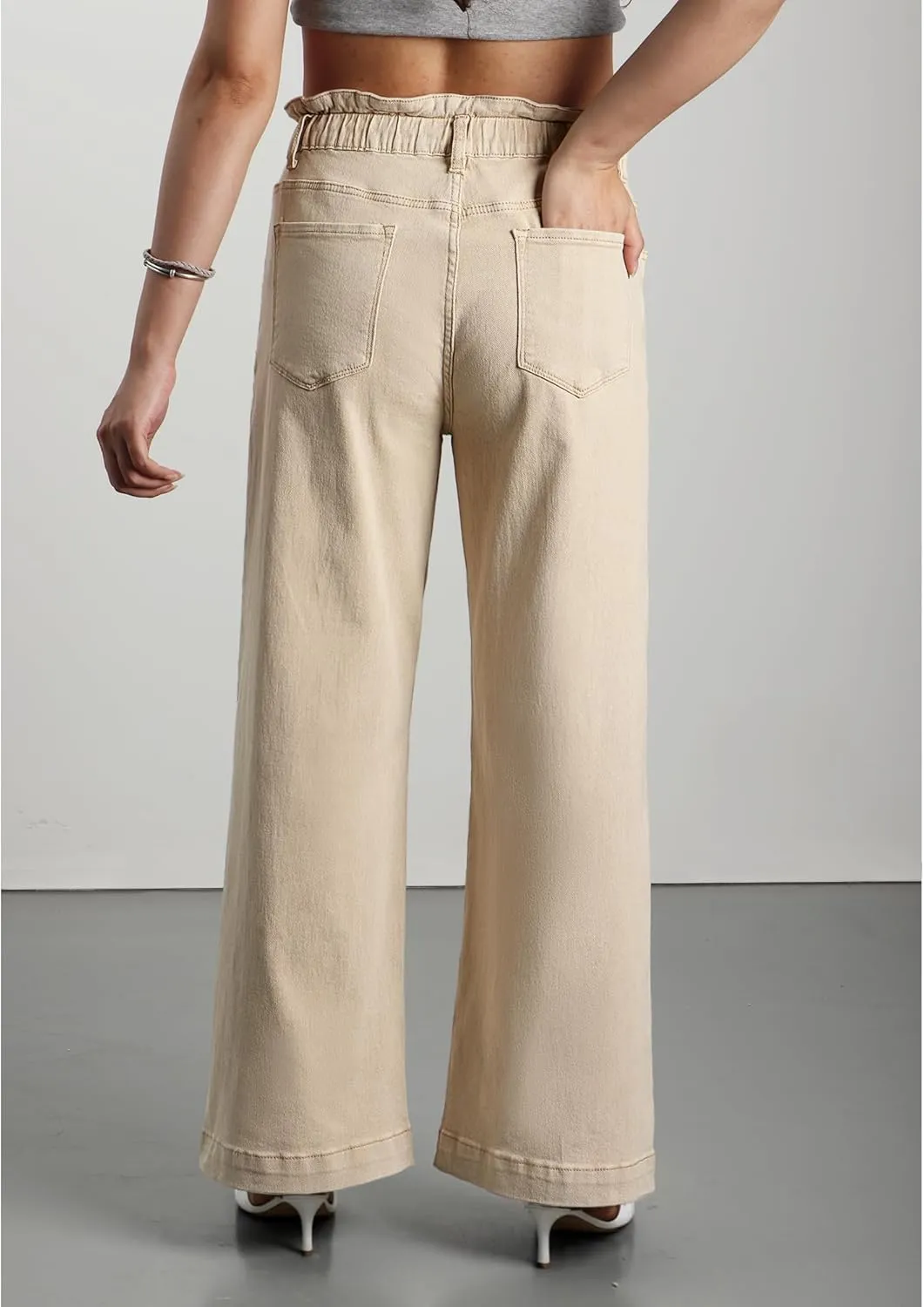GRAPENT Wide Leg Jeans for Women Stretch High Wasited Elastic Waist Bell Bottom Baggy Y2K Pants