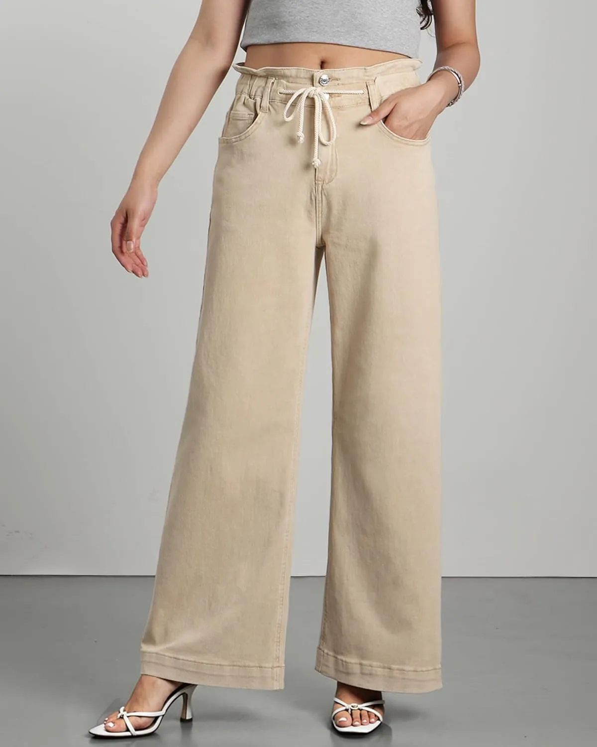 GRAPENT Wide Leg Jeans for Women Stretch High Wasited Elastic Waist Bell Bottom Baggy Y2K Pants