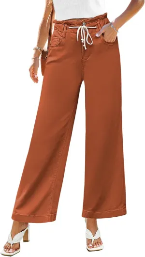GRAPENT Wide Leg Jeans for Women Stretch High Wasited Elastic Waist Bell Bottom Baggy Y2K Pants