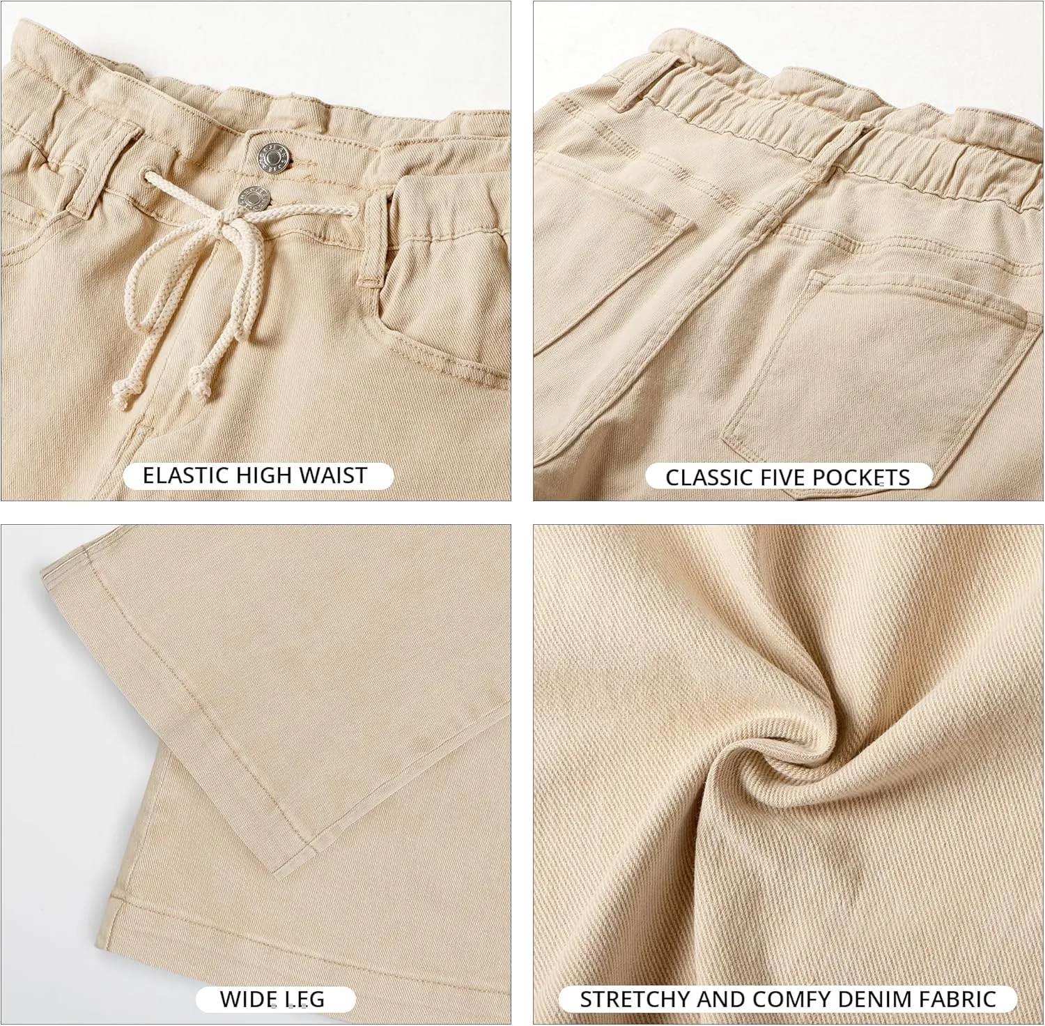 GRAPENT Wide Leg Jeans for Women Stretch High Wasited Elastic Waist Bell Bottom Baggy Y2K Pants