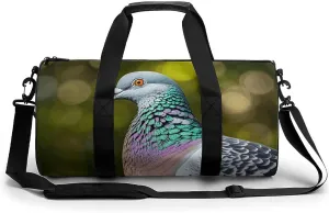 Grey Pigeon Gym Bag Small Travel Duffle Bag with Compartment Carry On Weekender Bag for Women Men