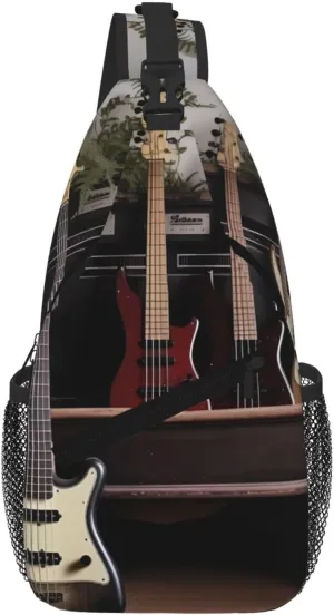 Guitar Bass Music Musical Instruments Sling Bag For Women Men Travel Hiking Backpack Crossbody Shoulder Chest Bags Casual Daypack