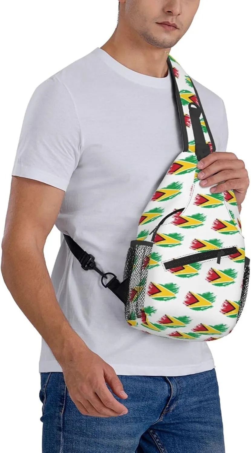 Guyana Flag Sling Bag Multipurpose Crossbody Sling Backpack For Women Men Travel Cycling Hiking Shoulder Bag