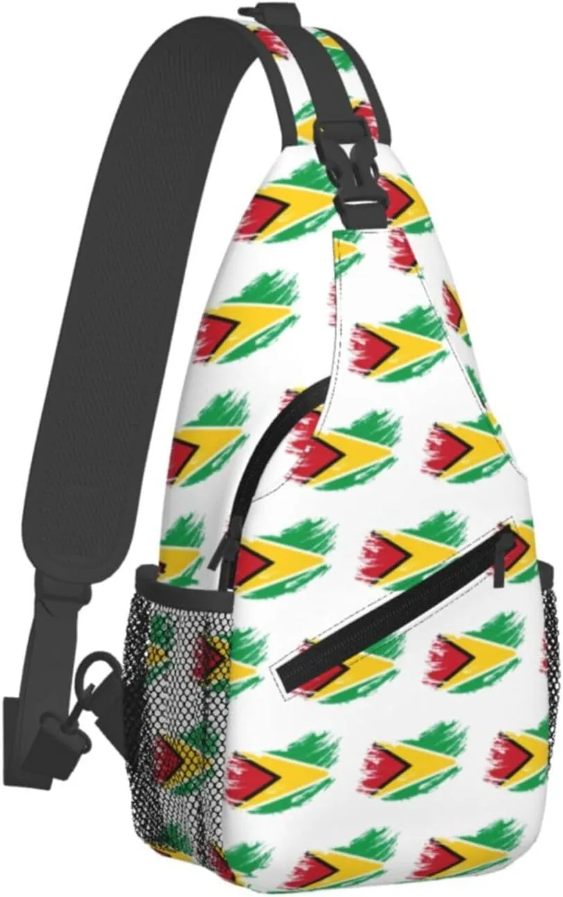 Guyana Flag Sling Bag Multipurpose Crossbody Sling Backpack For Women Men Travel Cycling Hiking Shoulder Bag