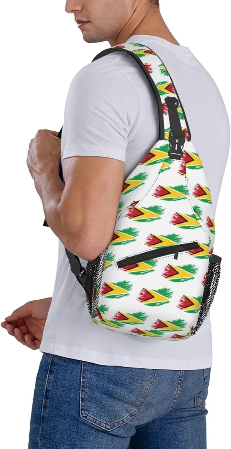 Guyana Flag Sling Bag Multipurpose Crossbody Sling Backpack For Women Men Travel Cycling Hiking Shoulder Bag