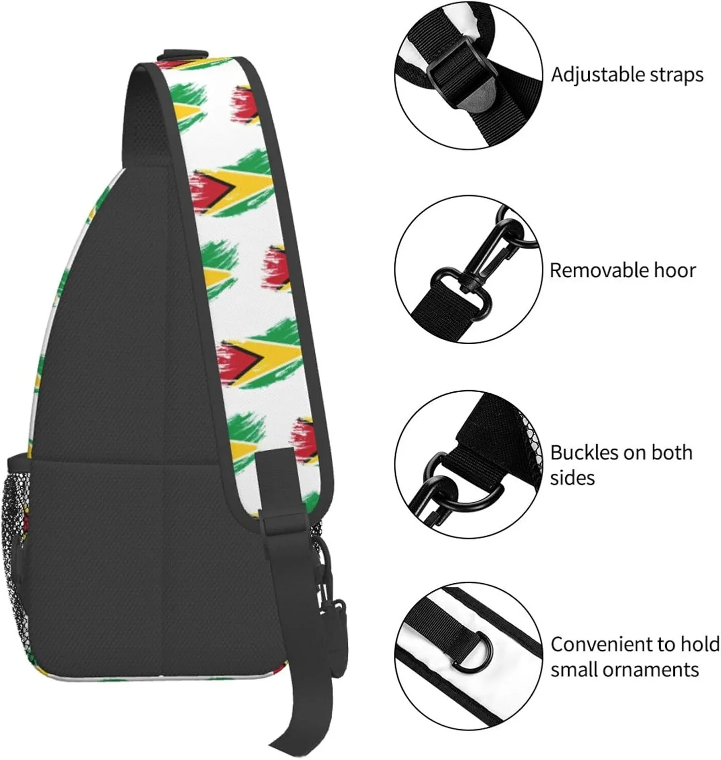 Guyana Flag Sling Bag Multipurpose Crossbody Sling Backpack For Women Men Travel Cycling Hiking Shoulder Bag