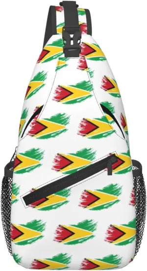 Guyana Flag Sling Bag Multipurpose Crossbody Sling Backpack For Women Men Travel Cycling Hiking Shoulder Bag