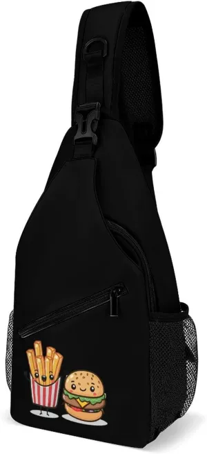 Hamburger Burger Fast Food French Fries Crossbody Sling Bag Lightweight Travel Hiking Chest Bag Daypack for Men Women
