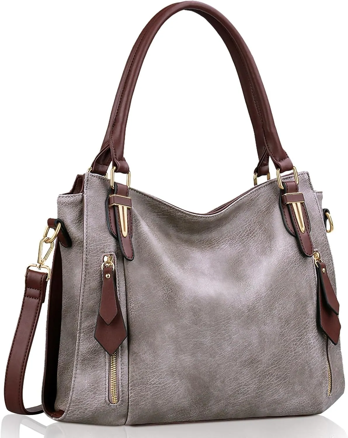 Handbags for Women Faux Leather Top Handle Shoulder Bags with Detachable Strap Medium Size
