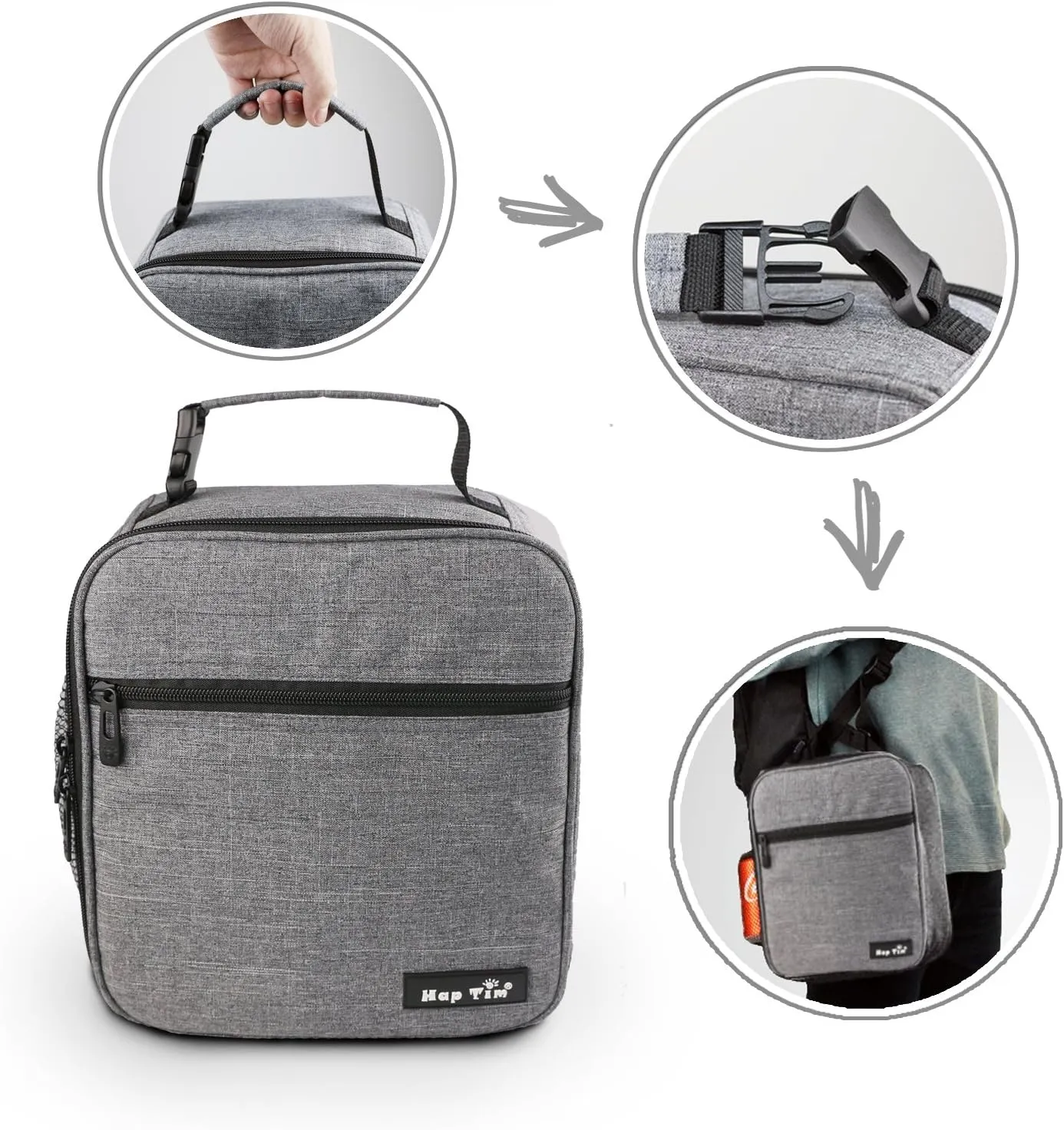 Hap Tim Insulated Lunch Box for Men, Reusable Lunch Bag for Women, Spacious Lunchbox Adult (18654-G)