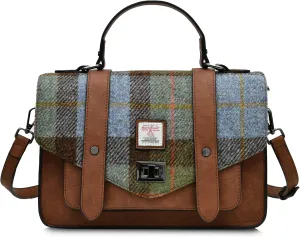 Harris tweed Chestnut-Blue Large Satchel