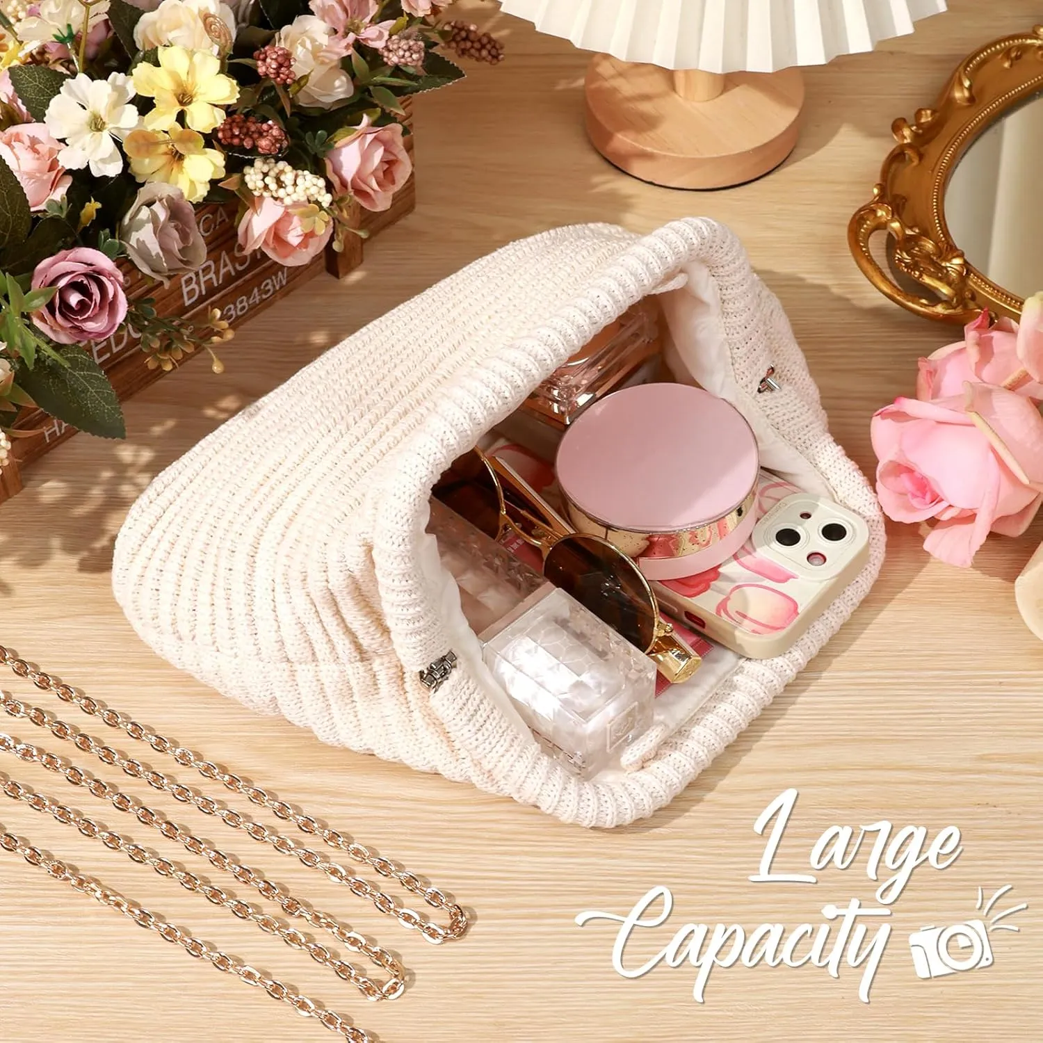 hatisan Crochet Clutch Purses for Women Knit Evening Bag Handbag Shoulder Crossbody Bag for Wedding Party