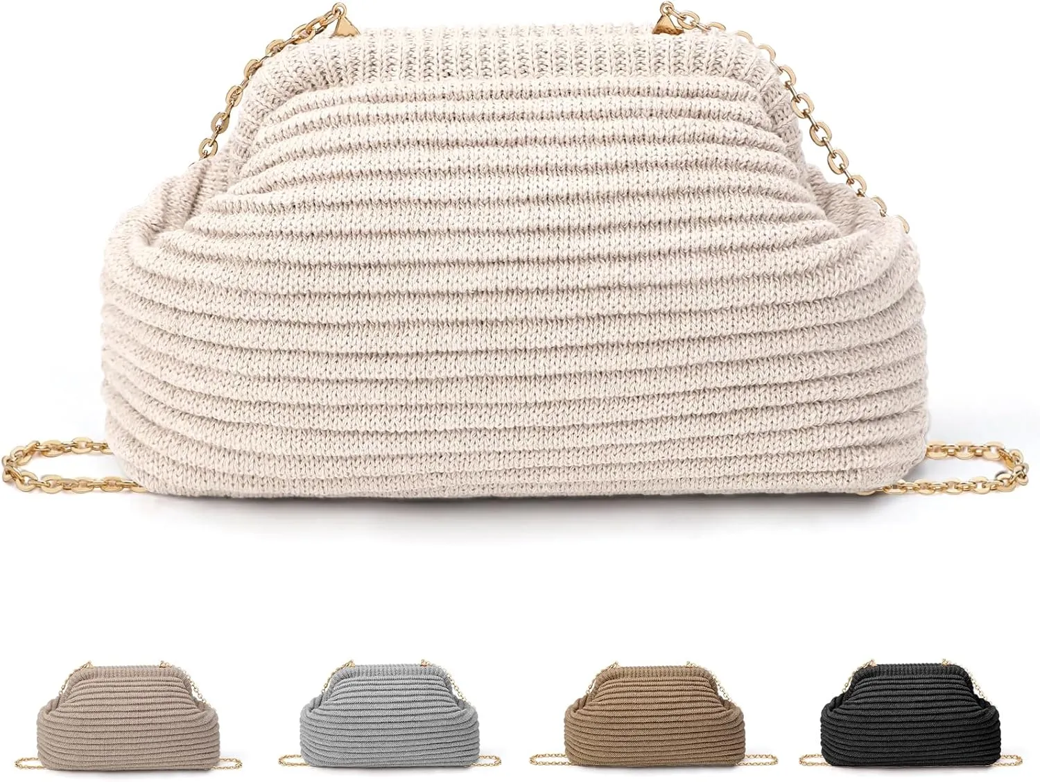 hatisan Crochet Clutch Purses for Women Knit Evening Bag Handbag Shoulder Crossbody Bag for Wedding Party