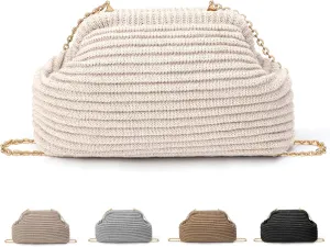 hatisan Crochet Clutch Purses for Women Knit Evening Bag Handbag Shoulder Crossbody Bag for Wedding Party