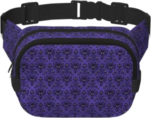 Haunted Mansion Print Square Waist Purse Double Layer Fanny BagTrendy Travel Waist Bag for Men and Women