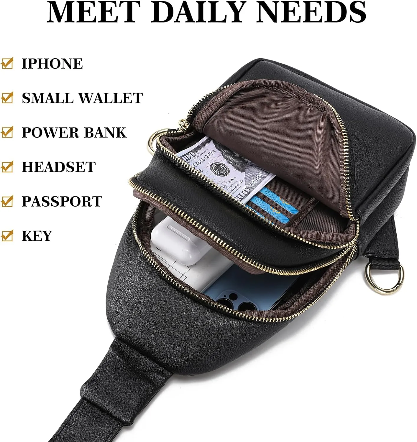 Haytijoe Crossbody Bags for Women Leather Sling Bag Anti-theft Cross Body Bag Travel Sling Purse Chest Bags Fanny Packs
