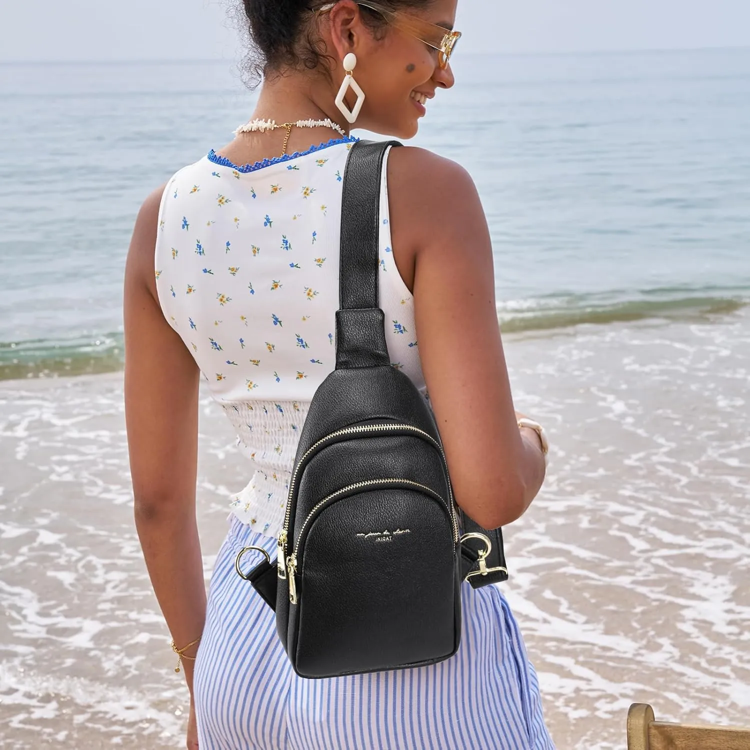 Haytijoe Crossbody Bags for Women Leather Sling Bag Anti-theft Cross Body Bag Travel Sling Purse Chest Bags Fanny Packs