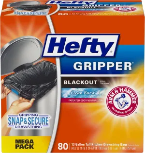 Hefty Ultra Strong Tall Kitchen Trash Bags, Clean Burst Scent, 13 Gallon, 80 Count