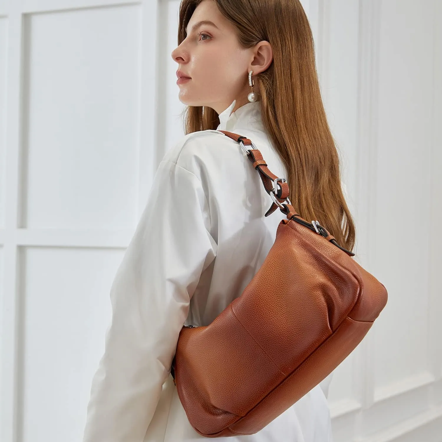 HESHE Leather Purses and Handbags Hobo Shoulder Bags Tote Bag Crossbody Purse Ladies Designer Satchel Bags