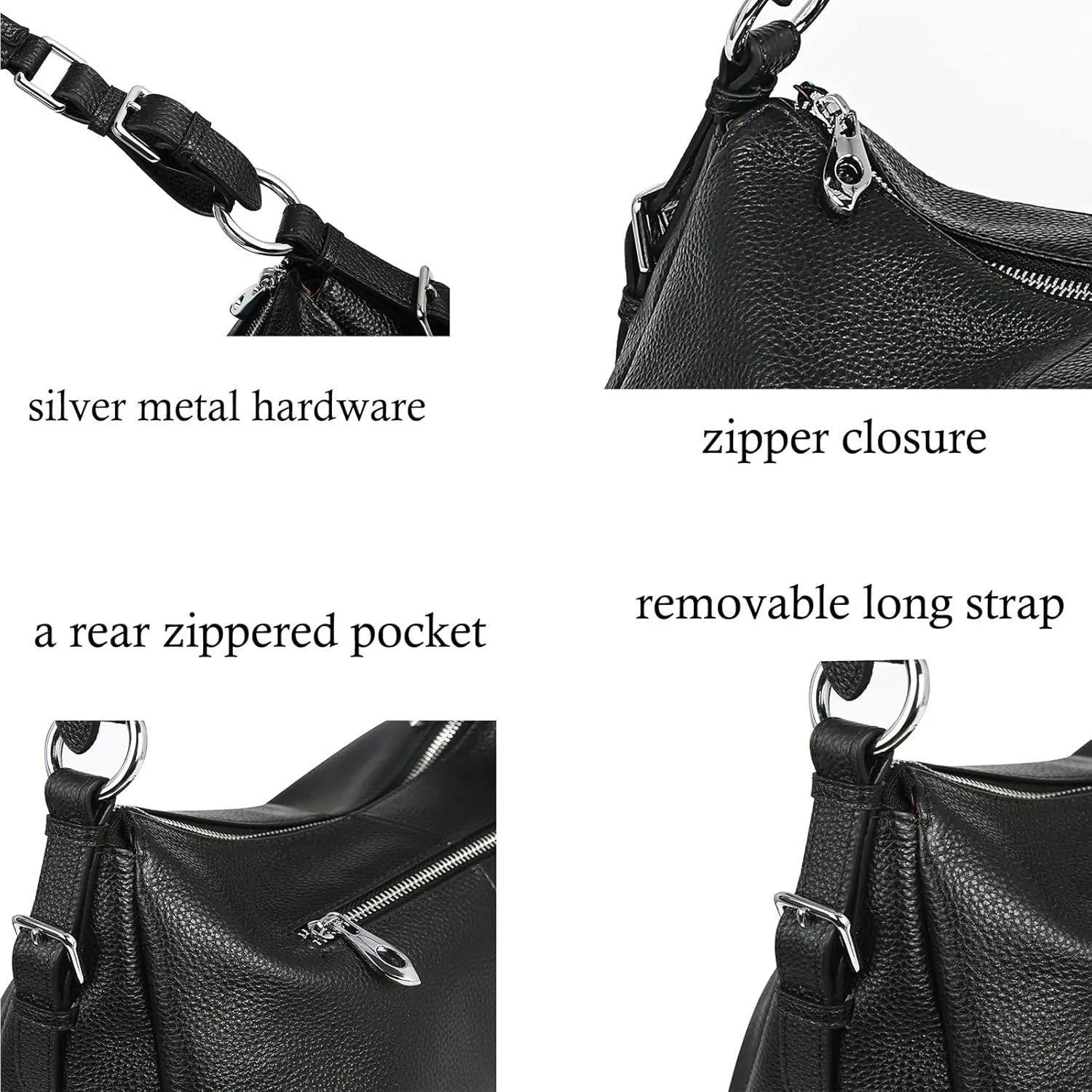 HESHE Leather Purses and Handbags Hobo Shoulder Bags Tote Bag Crossbody Purse Ladies Designer Satchel Bags
