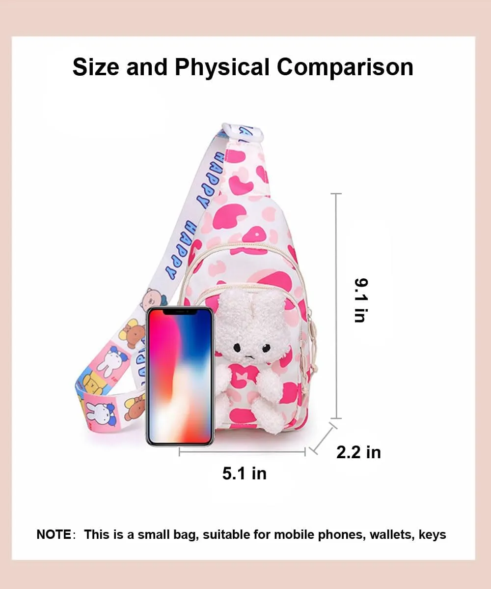 Hiflyer Kids Sling Bag - Kawaii Backpack, Crossbody Bag & Mini Backpack for Girls (Pink)
