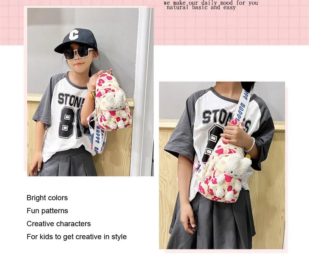 Hiflyer Kids Sling Bag - Kawaii Backpack, Crossbody Bag & Mini Backpack for Girls (Pink)
