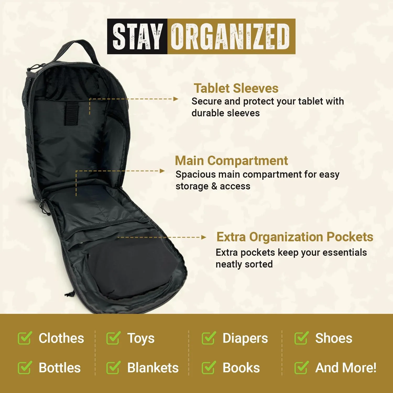 HighSpeedDaddy - Baby Diaper Backpack, Military-Grade, Waterproof, Compact Baby Travel Bag w/Stroller Straps & Tablet Sleeve