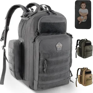HighSpeedDaddy - Baby Diaper Backpack, Military-Grade, Waterproof, Compact Baby Travel Bag w/Stroller Straps & Tablet Sleeve