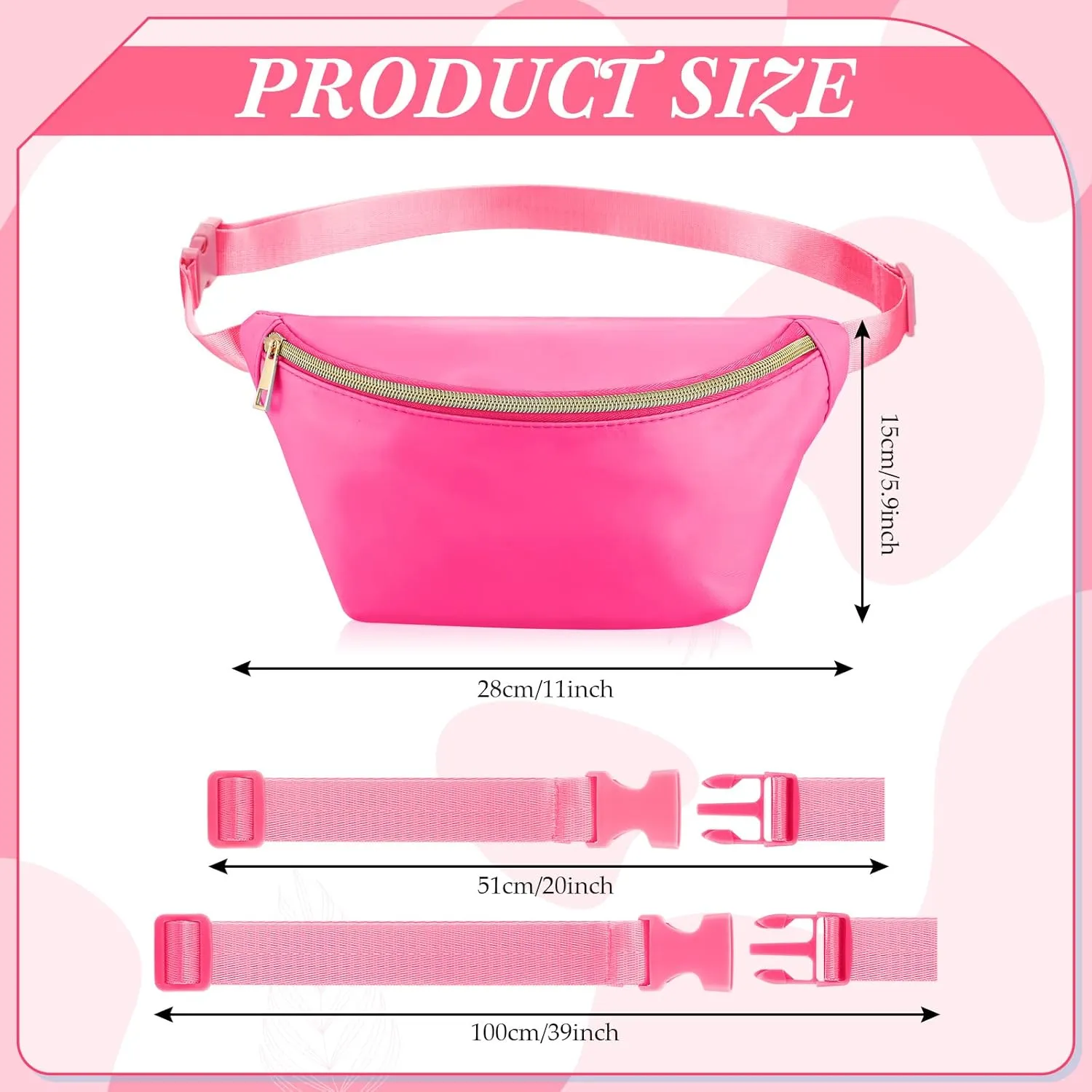 Hillban 4 Pcs Fanny Packs Adjustable Nylon Preppy Waist Packs Bag Water Resistant Classic Fanny Packs for Travel Women Men