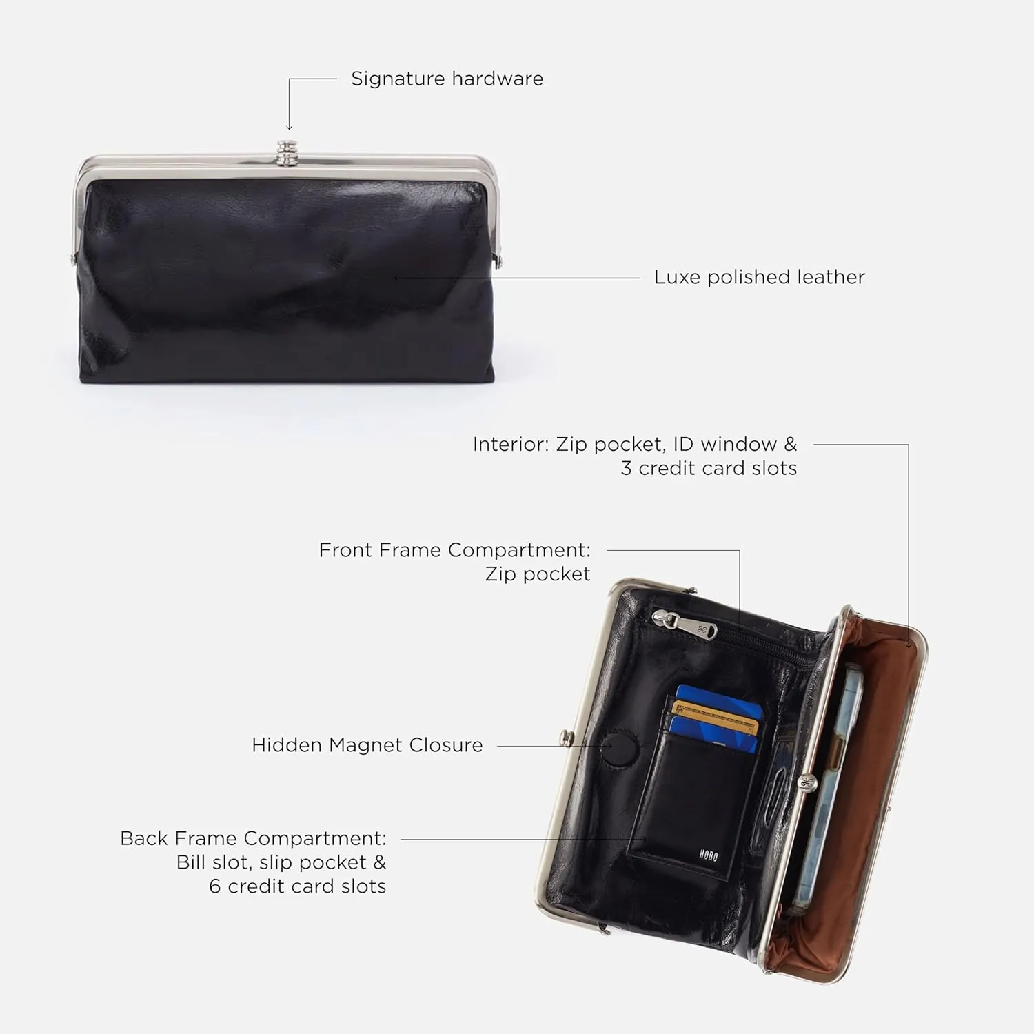 HOBO Lauren Leather Clutch Wallet for Women