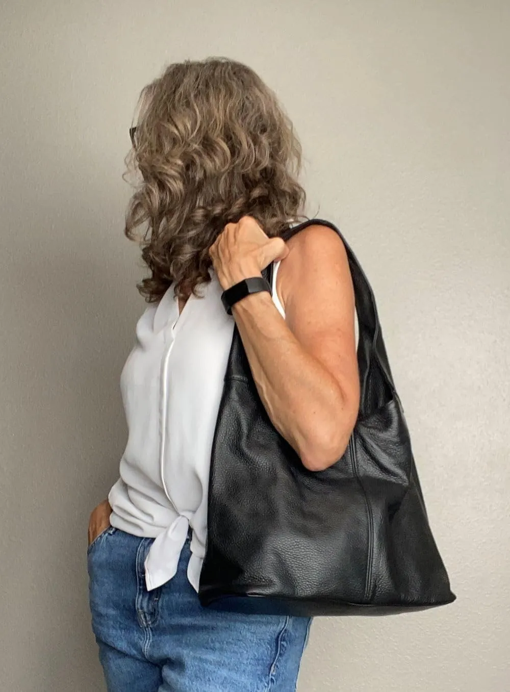 Hobo Pebbled Italian Leather Shoulder Bag – Casual Travel Tote Bag Purse