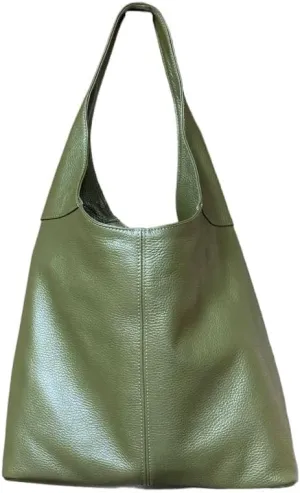 Hobo Pebbled Italian Leather Shoulder Bag – Casual Travel Tote Bag Purse