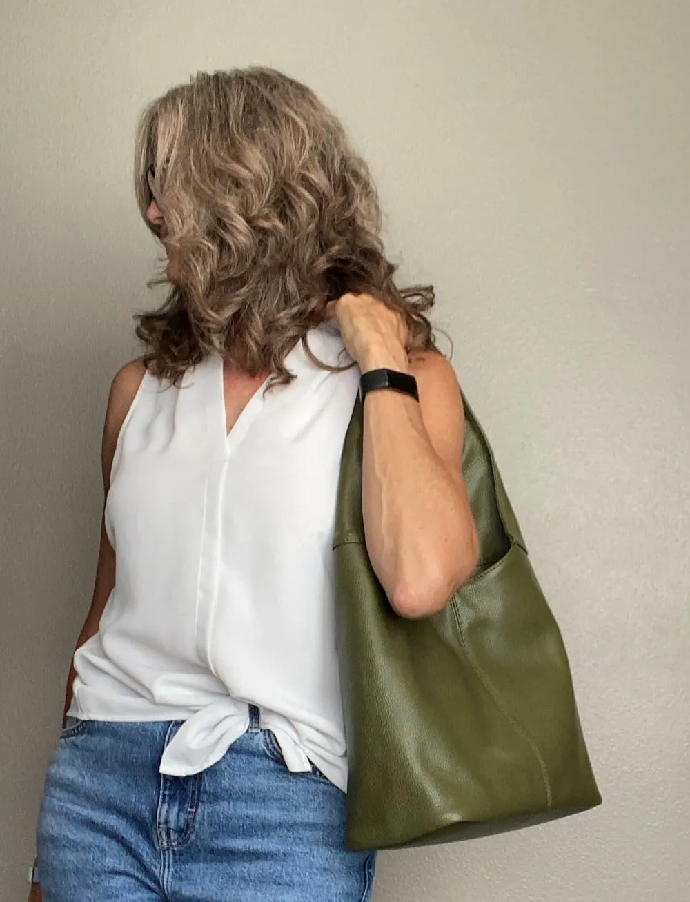 Hobo Pebbled Italian Leather Shoulder Bag – Casual Travel Tote Bag Purse