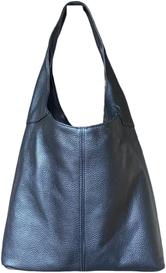 Hobo Pebbled Italian Leather Shoulder Bag – Casual Travel Tote Bag Purse