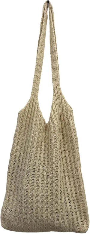 Hobo Tote Bag for Women - Contrast Color, Large Capacity, Knitted, Trendy