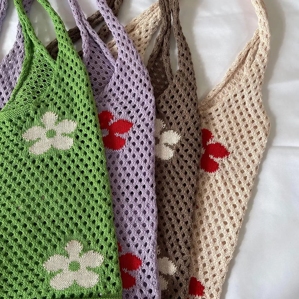 Hobo Tote Bag for Women - Contrast Color, Large Capacity, Knitted, Trendy