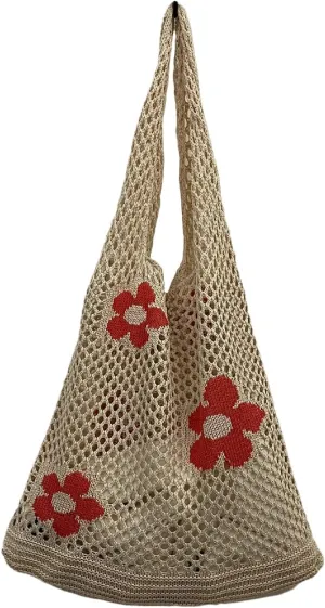 Hobo Tote Bag for Women - Contrast Color, Large Capacity, Knitted, Trendy
