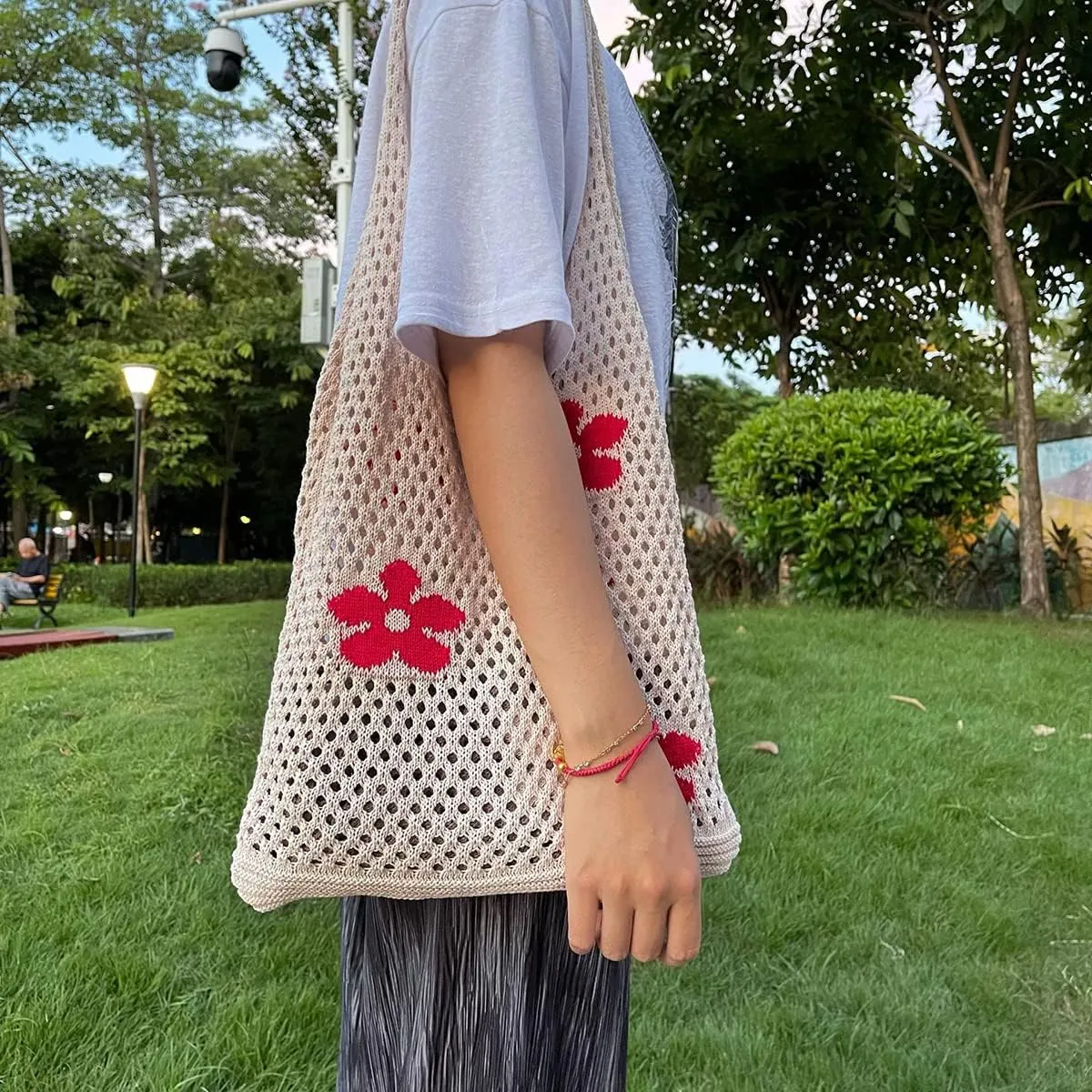Hobo Tote Bag for Women - Contrast Color, Large Capacity, Knitted, Trendy