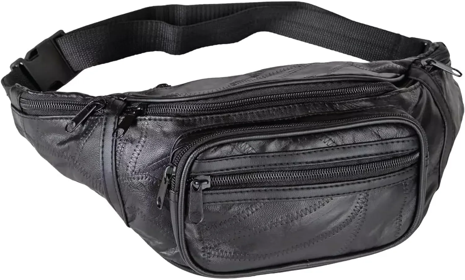 Home-X Leather Fanny Pack for Women and Men - Multipurpose Fanny Pack Crossbody Bags for Women - Adjustable Strap Leather Waist Bag for Travel, Hiking, Running and Cycling