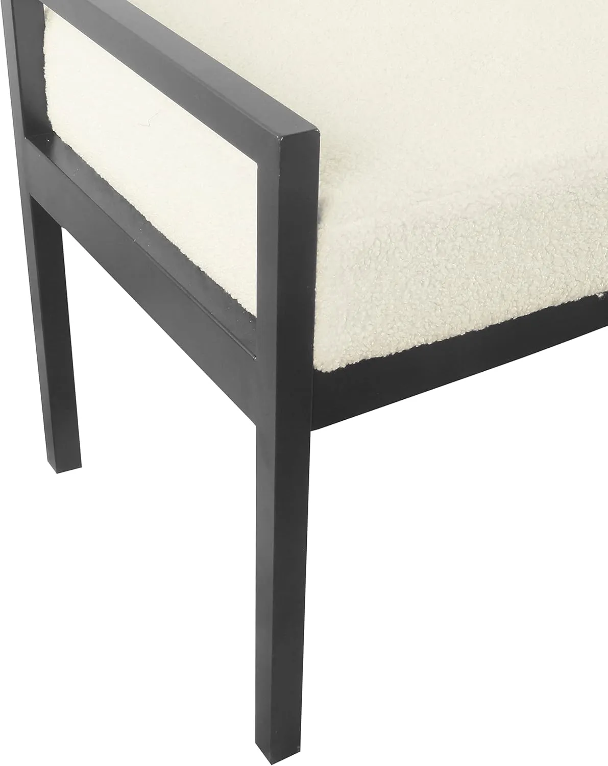 HomePop Modern Metal Bench|Bench for Living Room & Bedroom | Decorative Home Furniture -Sherpa Cream